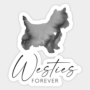 West Highland White Dog Lover Gift - Ink Effect Silhouette - Westies Forever Sticker